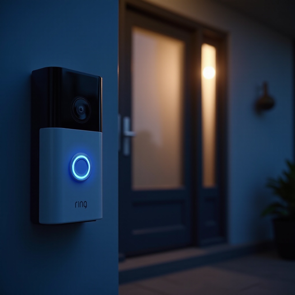 telecamera del campanello Ring che lampeggia blu