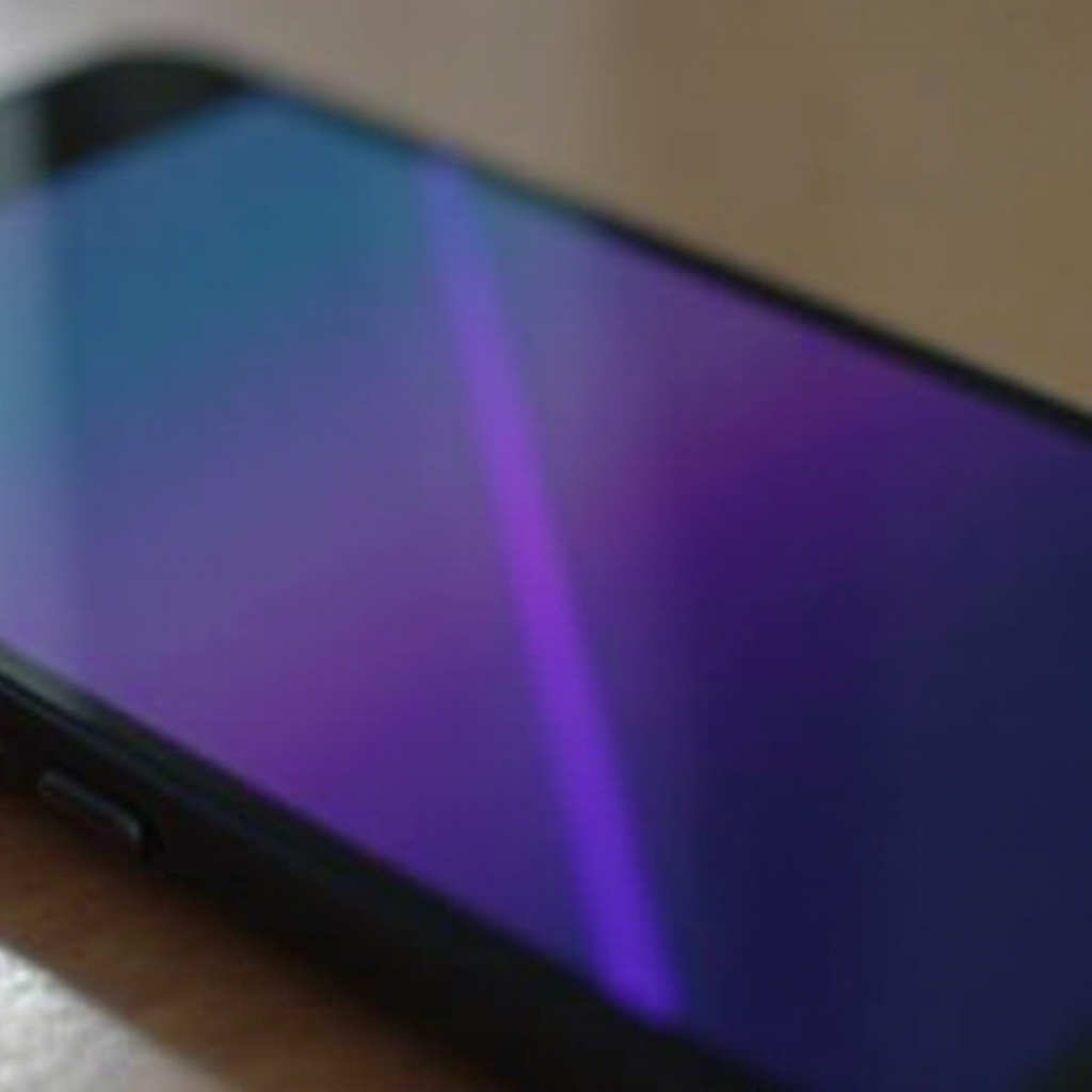 ligne violette sur l'écran du téléphone