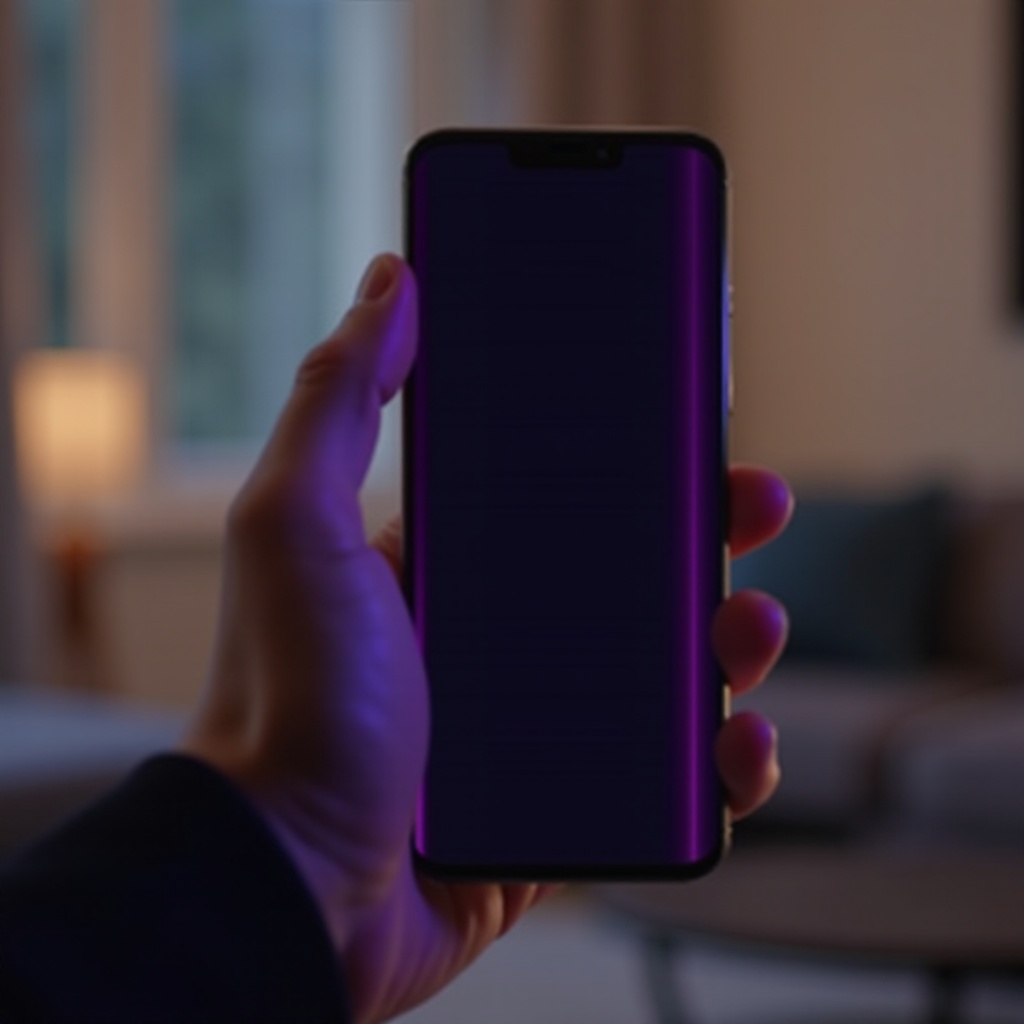 خط أرجواني على شاشة الهاتف