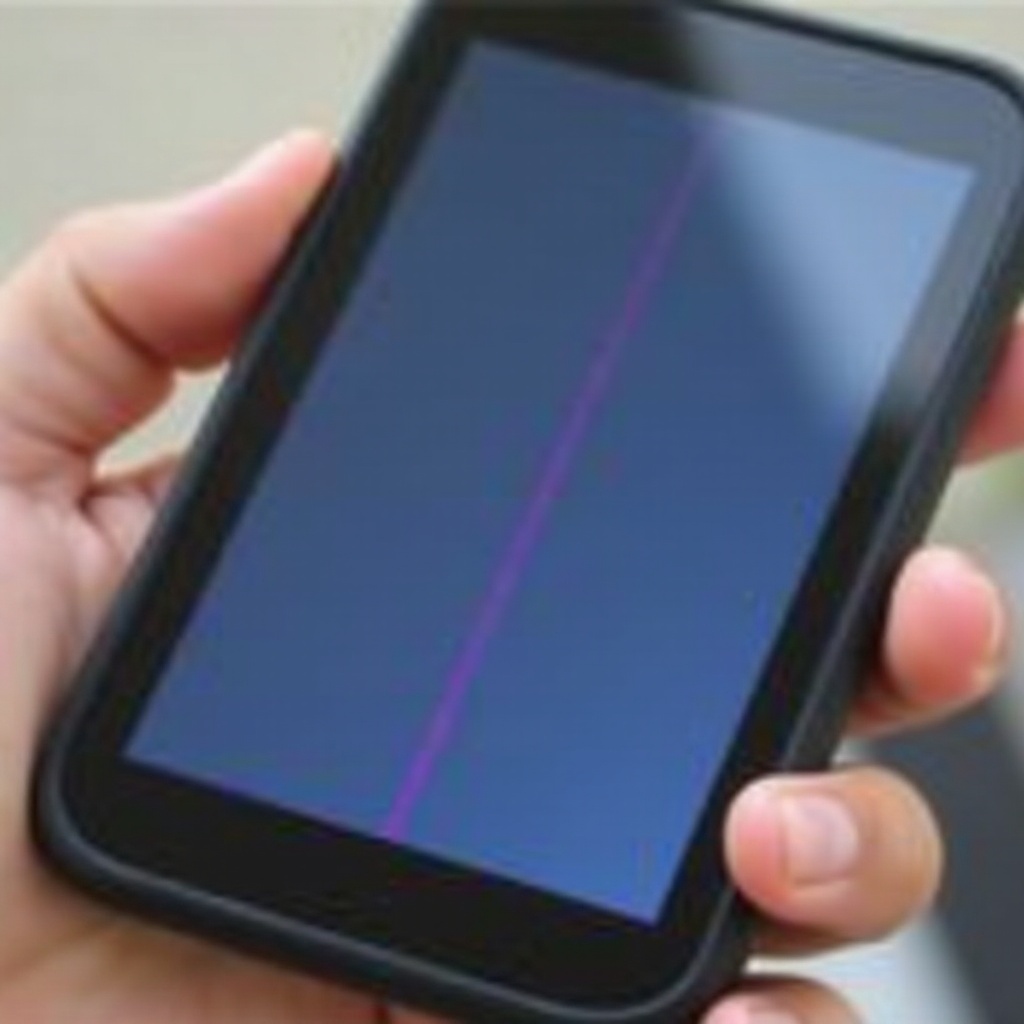 lila Linie auf dem Telefonbildschirm