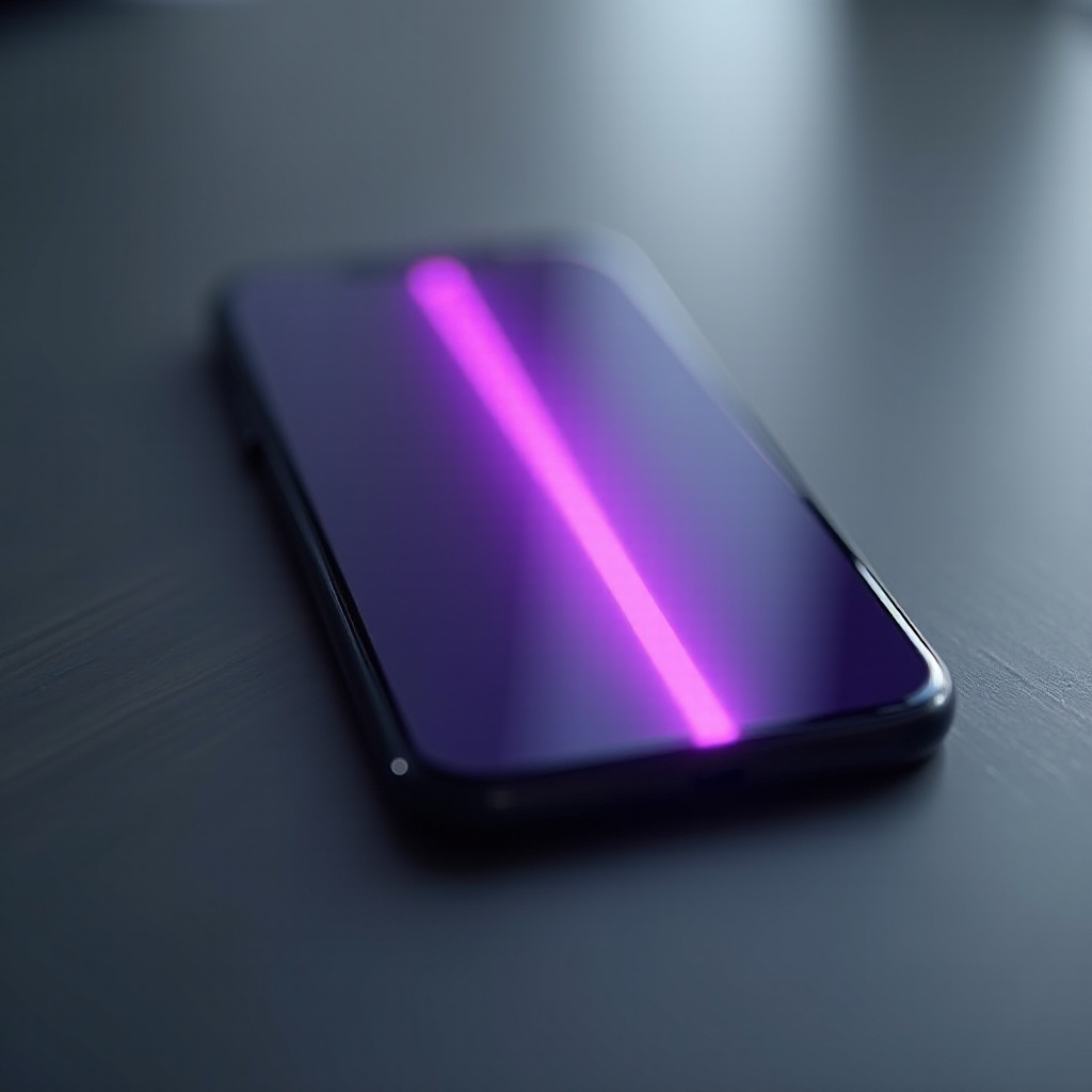 linea viola sullo schermo del telefono