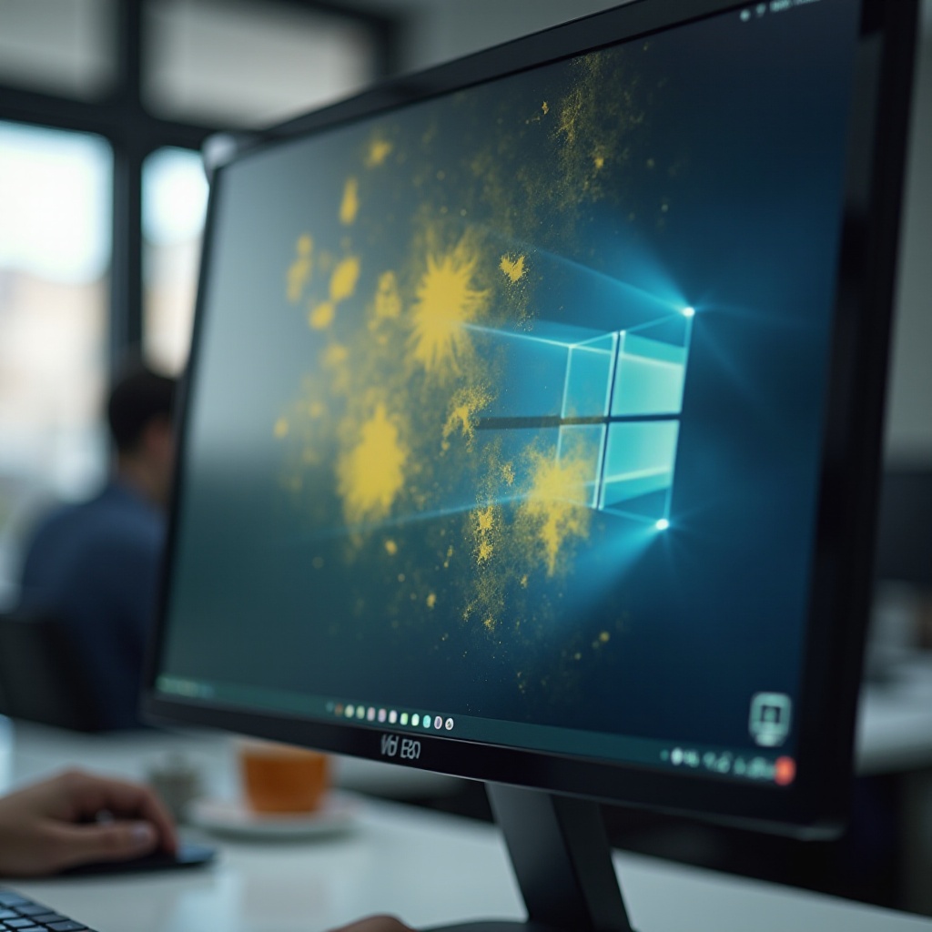 manchas amarillas pantalla de computadora