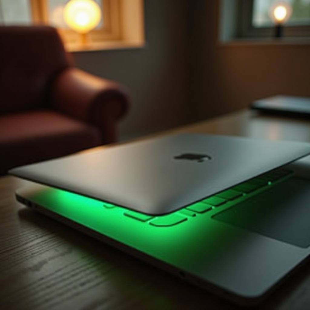 pourquoi y a-t-il une lumière verte sur mon macbook