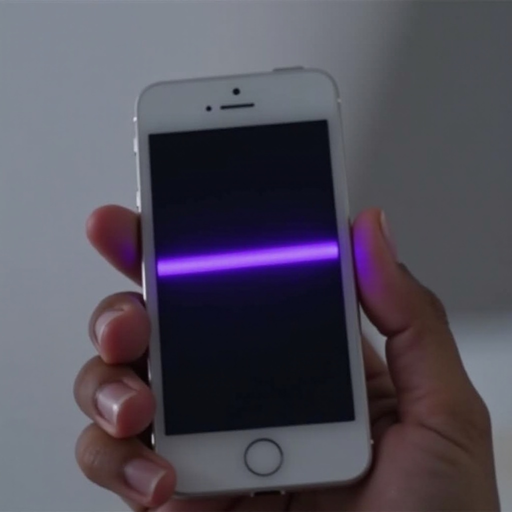 фиолетовая линия на экране телефона